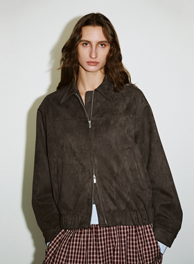 UR国内代购2025冬季女装时尚简约气质复古麂皮拉链外套UWM150057