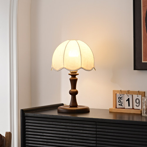 视冠美式复古实木台灯法式浪漫高颜值卧室中古装饰书房民宿床头灯