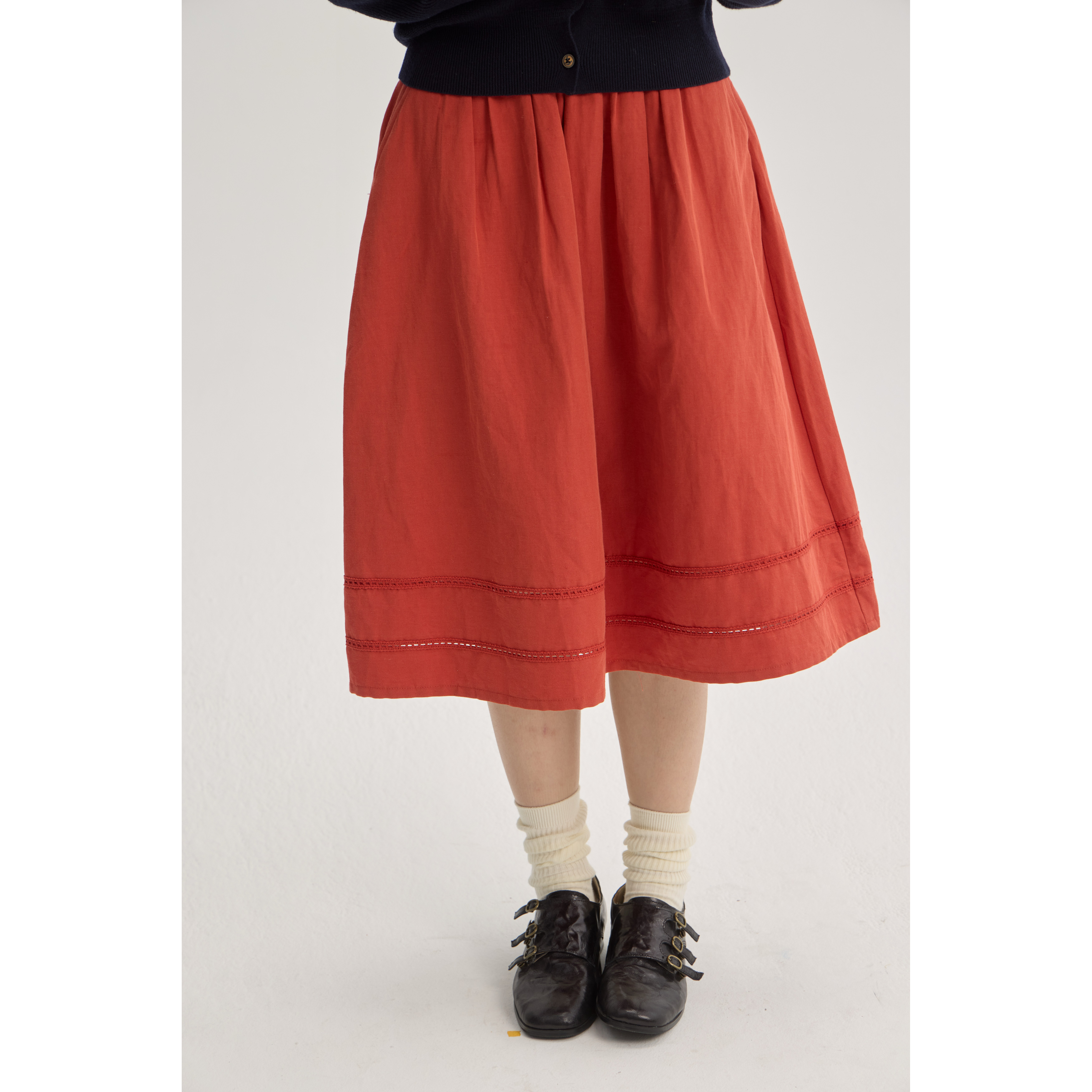 秋屿moment 自制 简约百搭时尚中长款半身裙