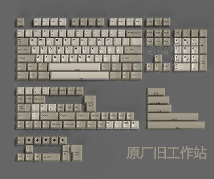 keycap大叶复古旧工作站ABS二色原厂高度全套适配十字轴磁轴键盘