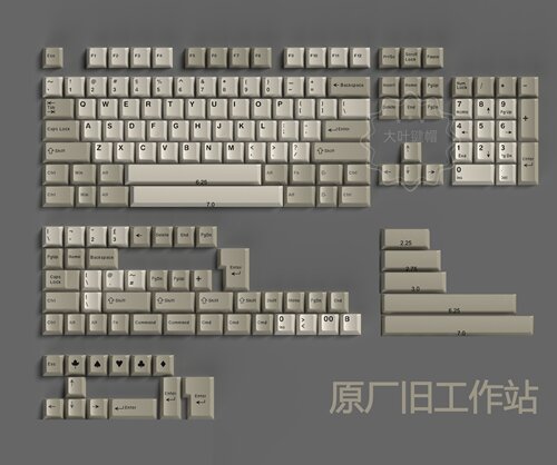 keycap大叶复古旧工作站ABS二色原厂高度全套适配十字轴磁轴键盘