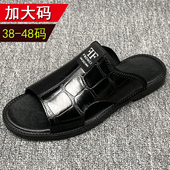 男45真皮透气男士 休闲拖鞋 46外穿沙滩鞋 加大码 48码 凉鞋 47男鞋 夏季