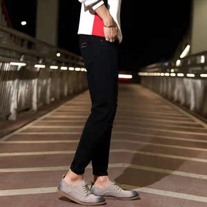 夜景日系秋季新款纯色小脚牛仔裤破洞韩版长裤K006-P45限价68图片