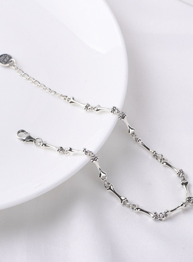 925纯银手链女款时尚个性骨头节设计感小众高级感手饰送女友礼物