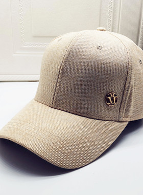 弯檐亚麻休闲风圆顶棒球帽新品