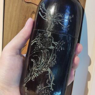 古怿堂 古董眼镜盒老漆器收藏 清代花鸟图大漆眼镜盒