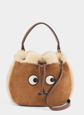 ANYA安雅翻毛皮牛皮羊皮毛水桶包可爱休闲秋冬手提单肩斜挎包女包