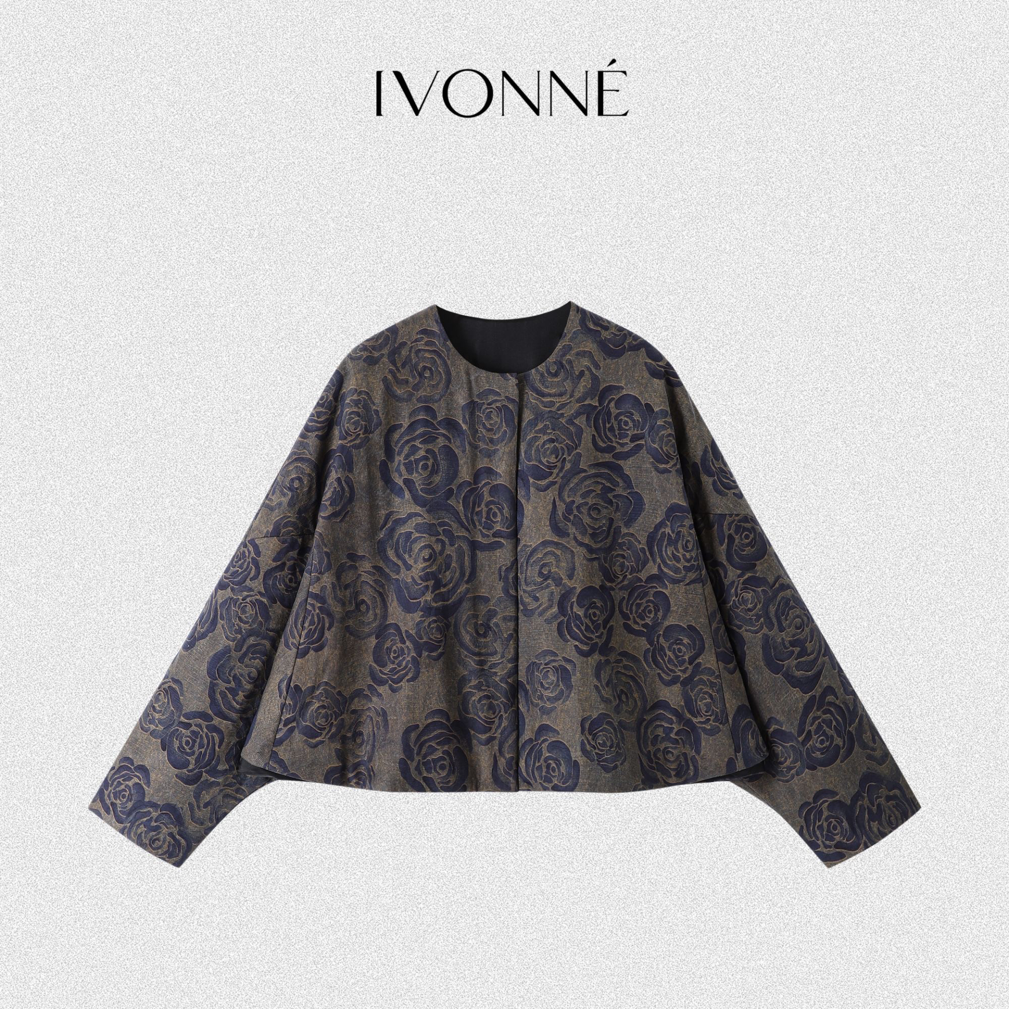 IVONNE｜紫夜玫 香云纱2025秋冬新品 100桑蚕丝 斗篷式设计感棉服