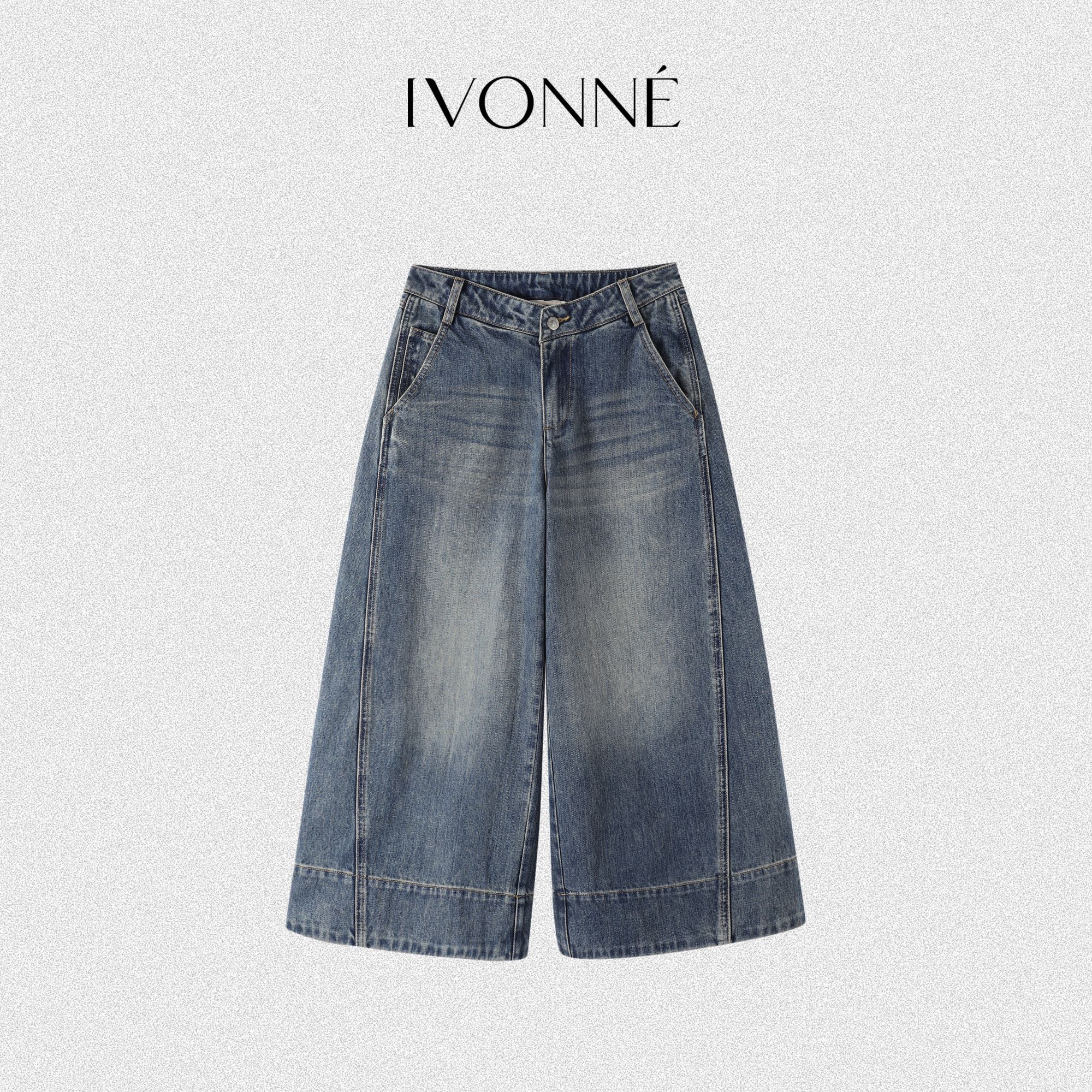 IVONNE｜漫漫 进口土耳其 2025秋冬新品 休闲阔腿宽松 九分牛仔裤