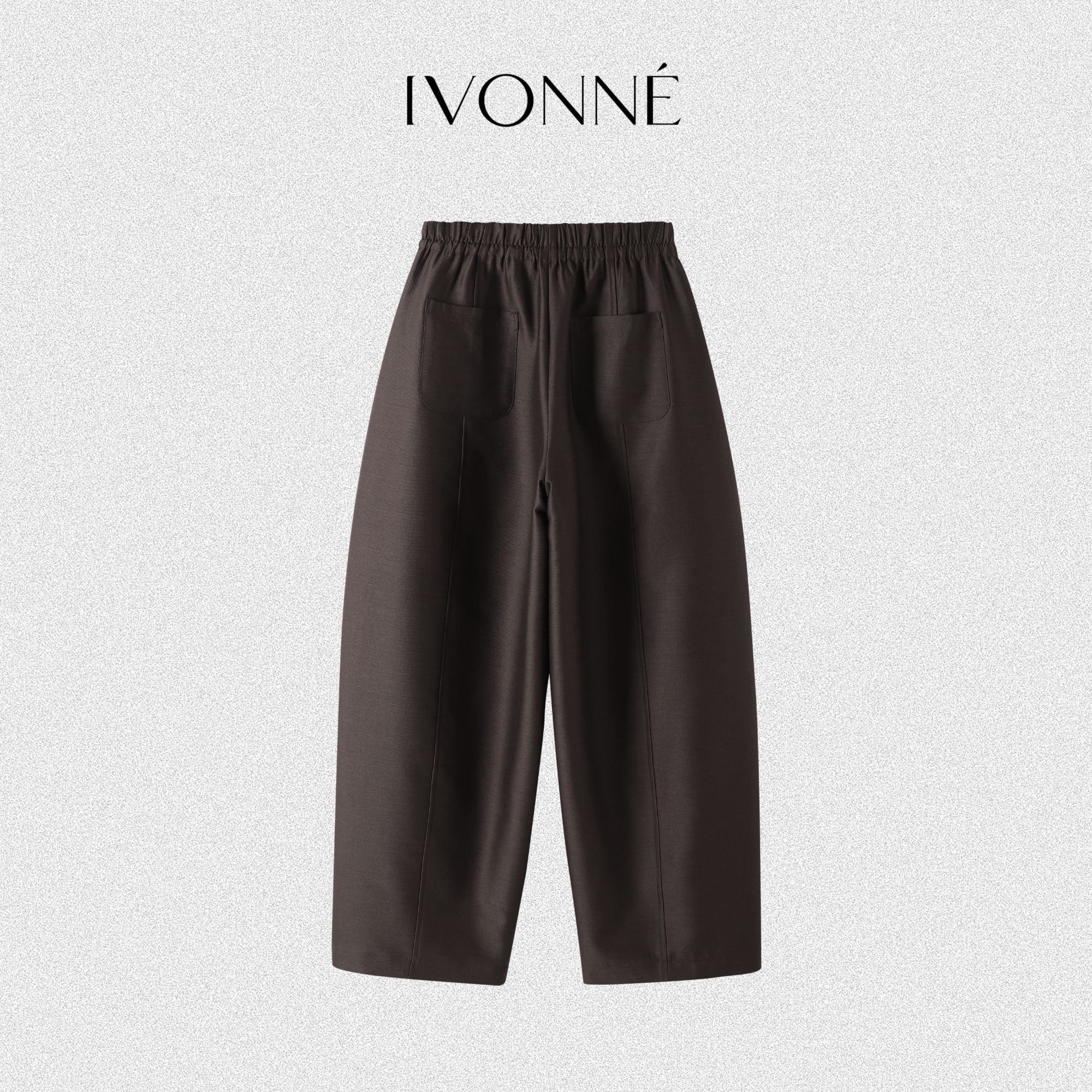 IVONNE｜ 重磅桑蚕丝羊毛 2025秋冬新品 松紧腰 镰刀阔型休闲裤