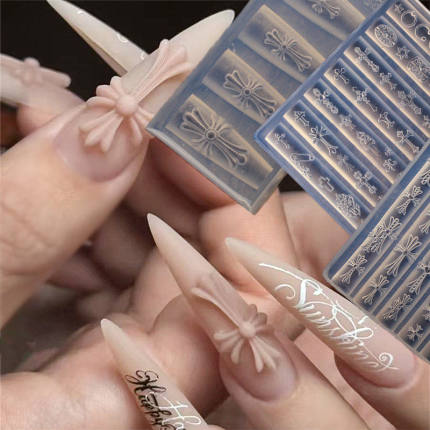 网红十字架克罗心美甲饰品硅胶模具朋克风链条皮带扣指甲滴胶磨具