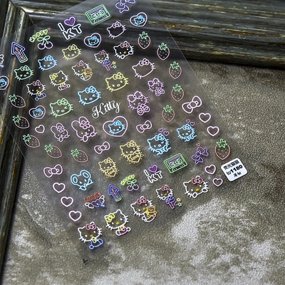 美甲贴纸小猫咪卡通指甲饰品kt猫