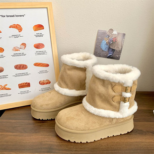 百搭ins潮韩版 时尚 多样穿搭设计感舒适雪地靴 网红爆款 2025冬季