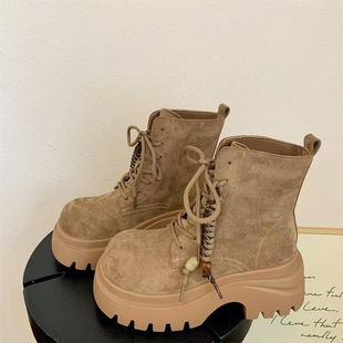 2025春秋新款 ins潮流厚底增高7CM气质显瘦马丁靴女 复古英伦风时尚