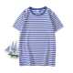 蓝白条纹情侣装 夏季 t恤定制水手服学院风纯棉半袖 男短袖 海魂衫