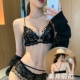 高档性感豹纹前扣内衣女大胸显小胸罩蕾丝无钢圈美背文胸套装 薄款