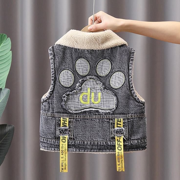 清仓男童牛仔马甲加绒加厚秋冬2025新款儿童马夹坎肩男孩宝宝外套