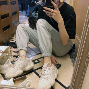 女春秋韩版 直筒休闲裤 学生运动裤 高腰显瘦宽松阔腿裤 bf薄款 束脚裤