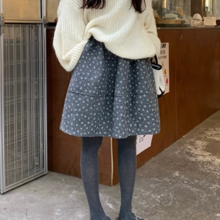 法式韩系复古温柔碎花短裙半身裙女春秋冬季内搭花苞A字蓬蓬伞裙