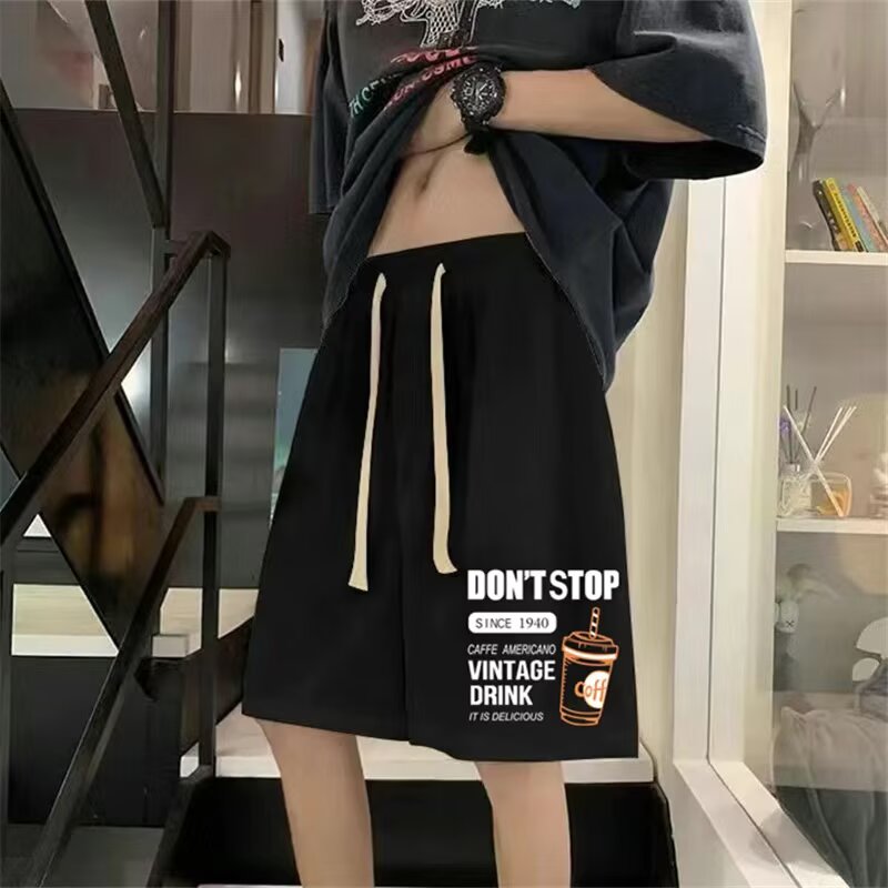 华夫格短裤男夏季薄款宽松百搭休闲五分裤加大码冰丝速干运动中裤