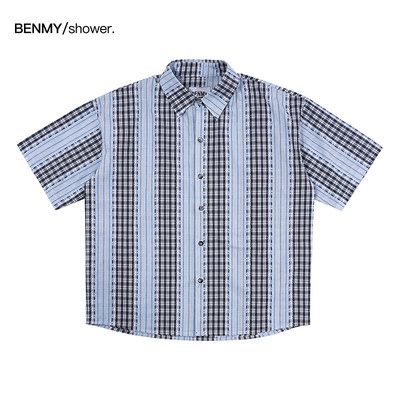 benmyshower夏日系复古短袖衬衫