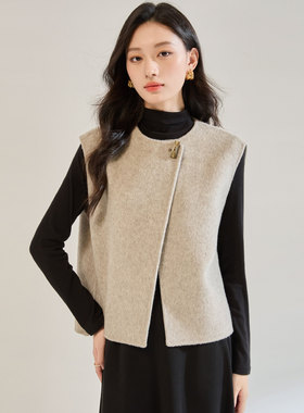 25秋冬【叠穿神器】轻奢气质时尚百搭无袖羊毛双面呢马甲25575
