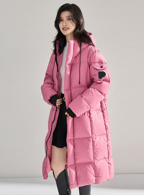 冬羽绒服长款连帽冬季保暖时尚韩系白鸭绒面包服宽松立领18705