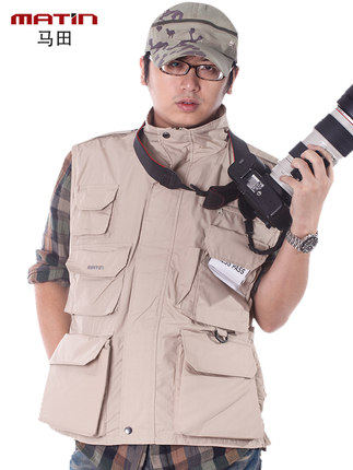 马田春秋户外专业佳能摄影马甲背心冬男女钓鱼速干记者多兜口袋