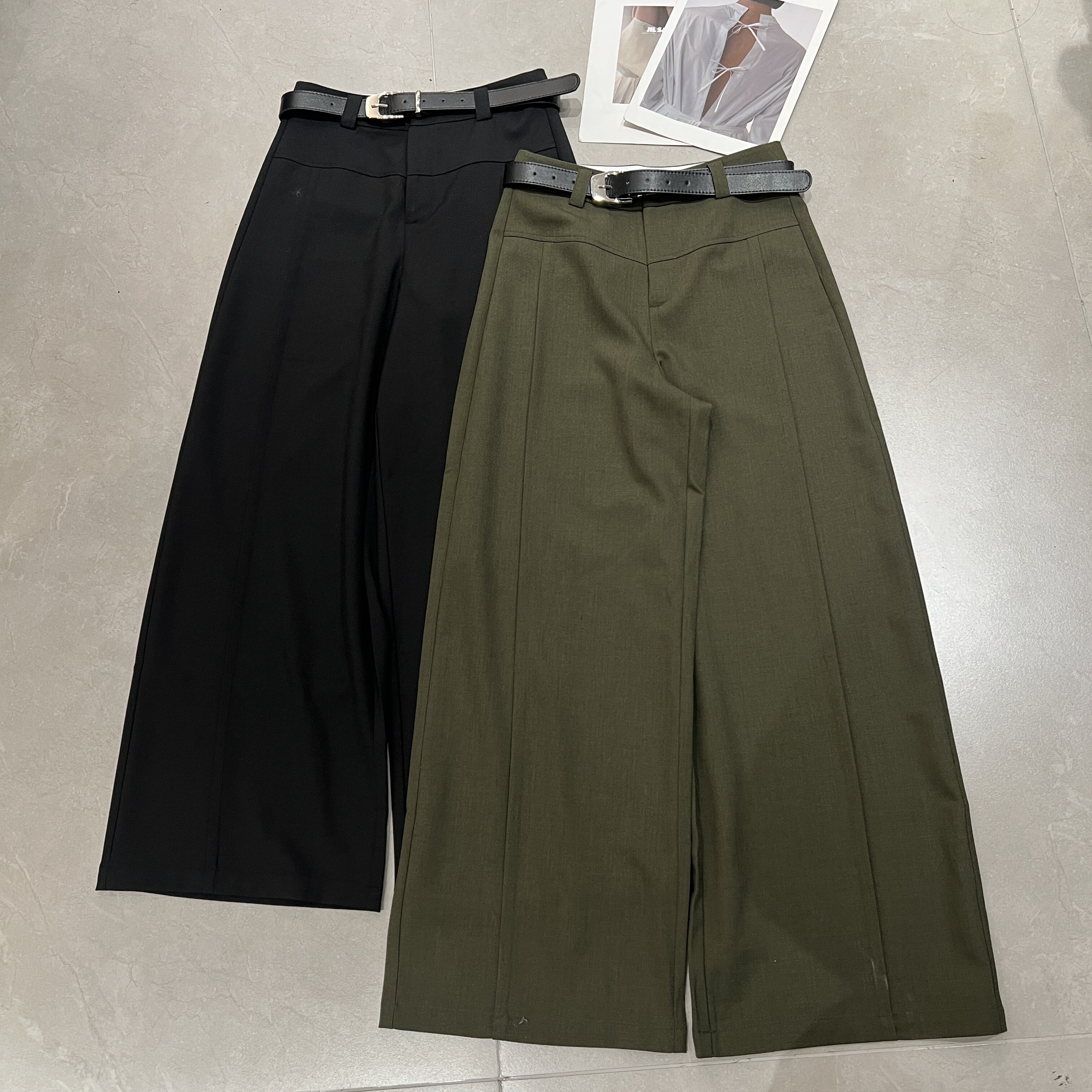 欧洲站2026春季新款欧货极简通勤风高腰显瘦阔腿黑色休闲西装裤女