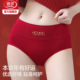 浪莎马年大红色内裤 女纯棉中腰秋冬透气本命年三角女士内裤 衩MT