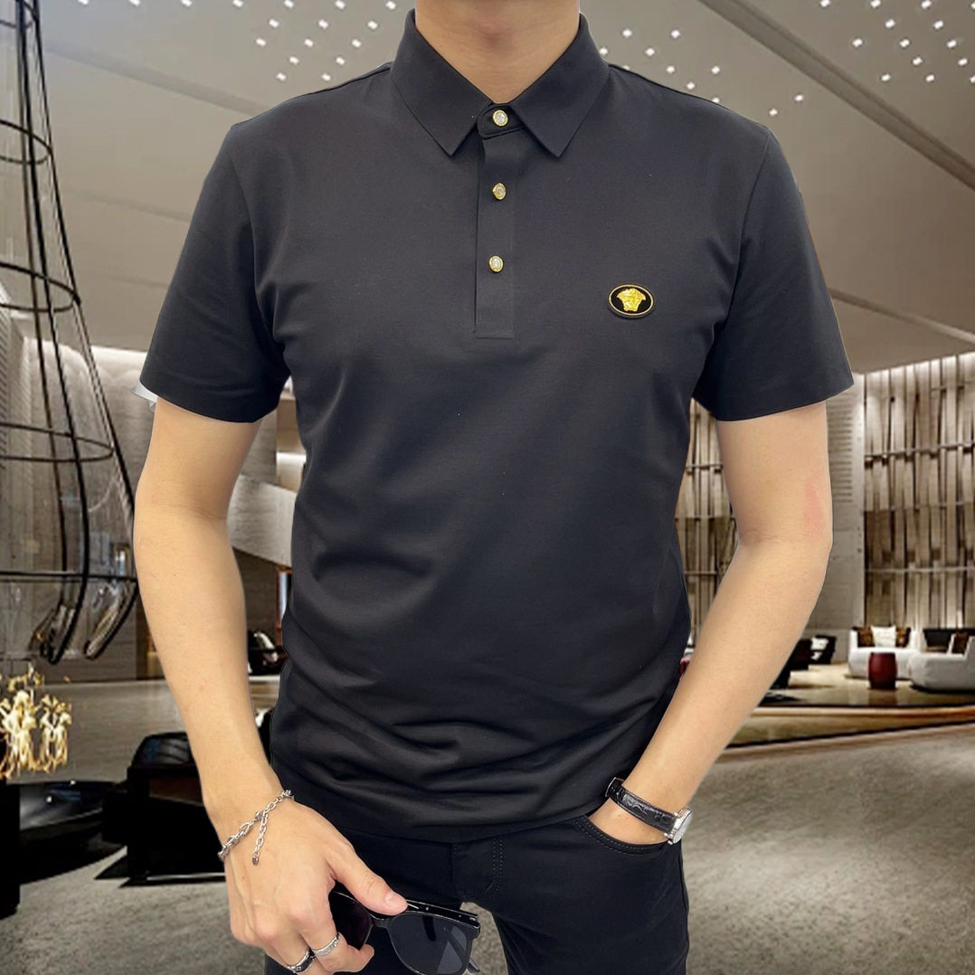 夏季高端欧洲站新款小蜜蜂短袖POLO衫男潮牌时尚透气休闲翻领T恤