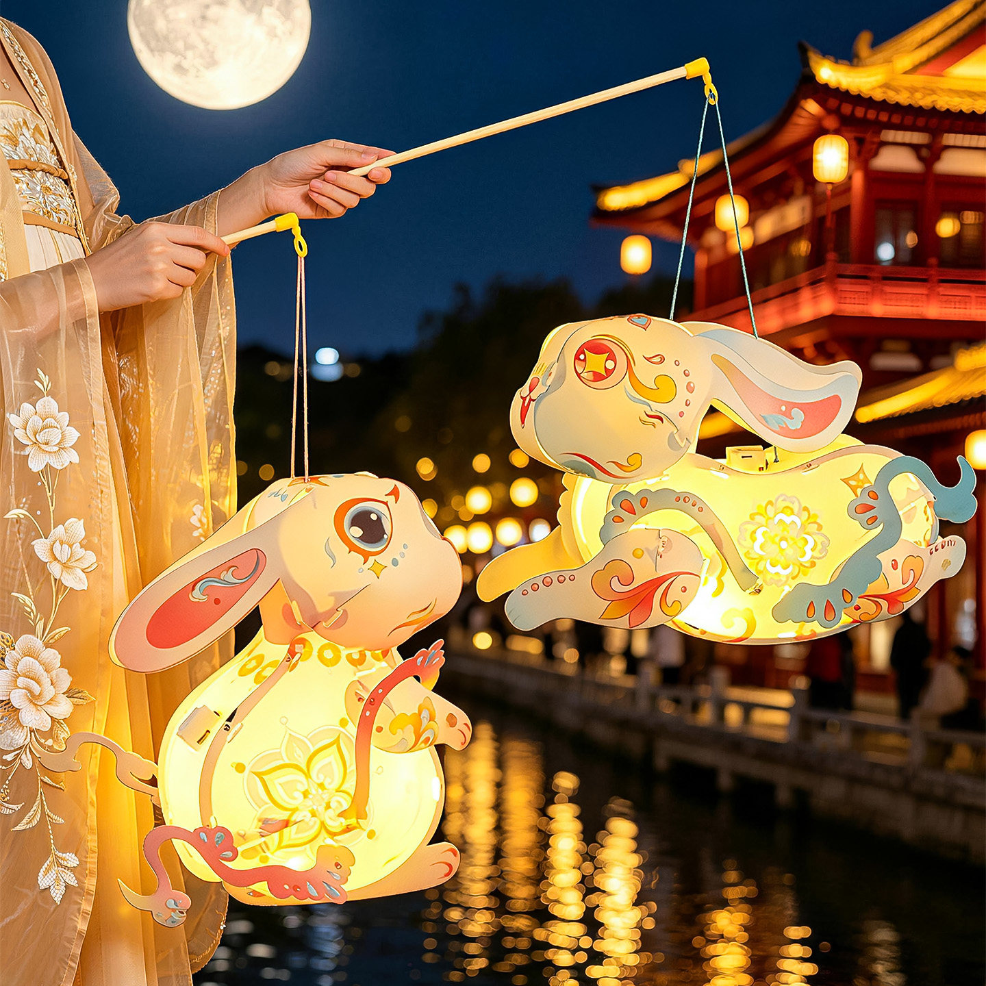 中秋节灯笼手工diy兔子花灯图片
