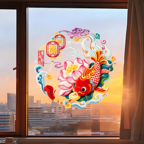 马年窗花玻璃门静电贴纸2026新款