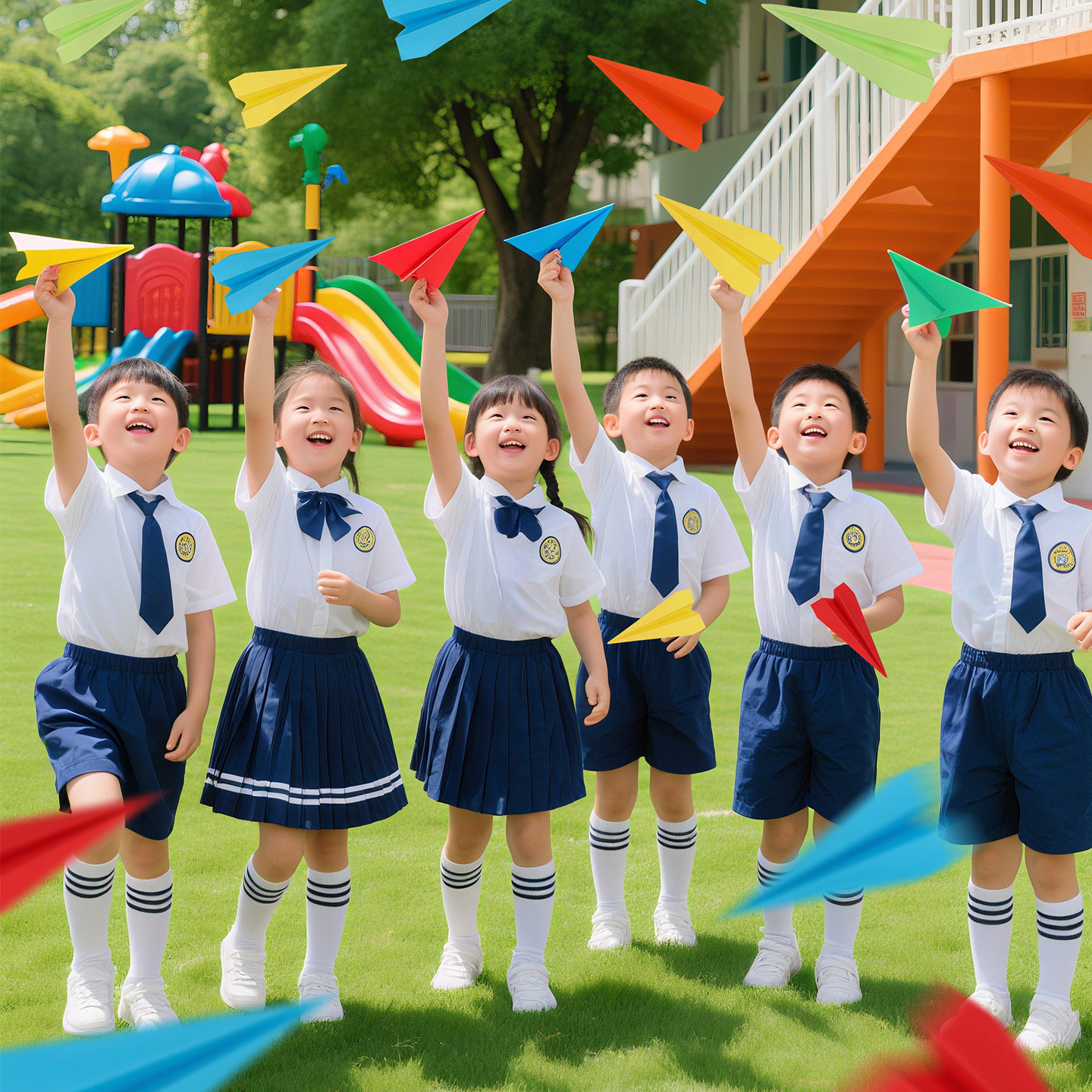 开学季纸飞机专用折纸幼儿园手工剪纸儿童节彩色毕业户外拍照道具