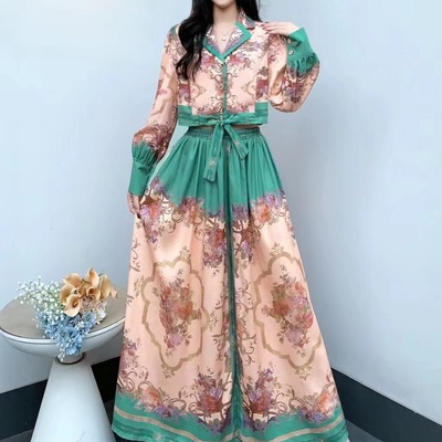 中东外贸ozon阿拉伯服饰长袍长裙印花连衣裙速卖通迪拜穆斯林