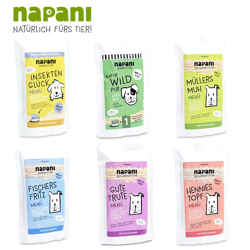 德国海淘napani犬用宠物狗狗罐头餐包有机火鸡牛鹿三文鱼鸡肉150g