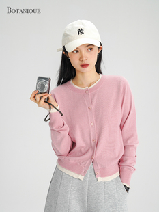 女秋款 Botanique植物学 美丽诺羊毛假两件针织开衫 money old