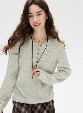 【现货】Botanique植物学“奶油香芋”羊驼羊毛亨利领毛衣