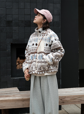 【现货】Botanique植物学 “冰岛恋人”费尔岛提花羊羔绒立领外套