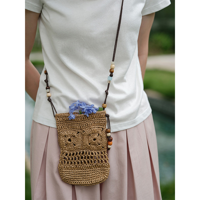Botanique植物学“悠长假日”度假风手工拉菲草编织串珠小包