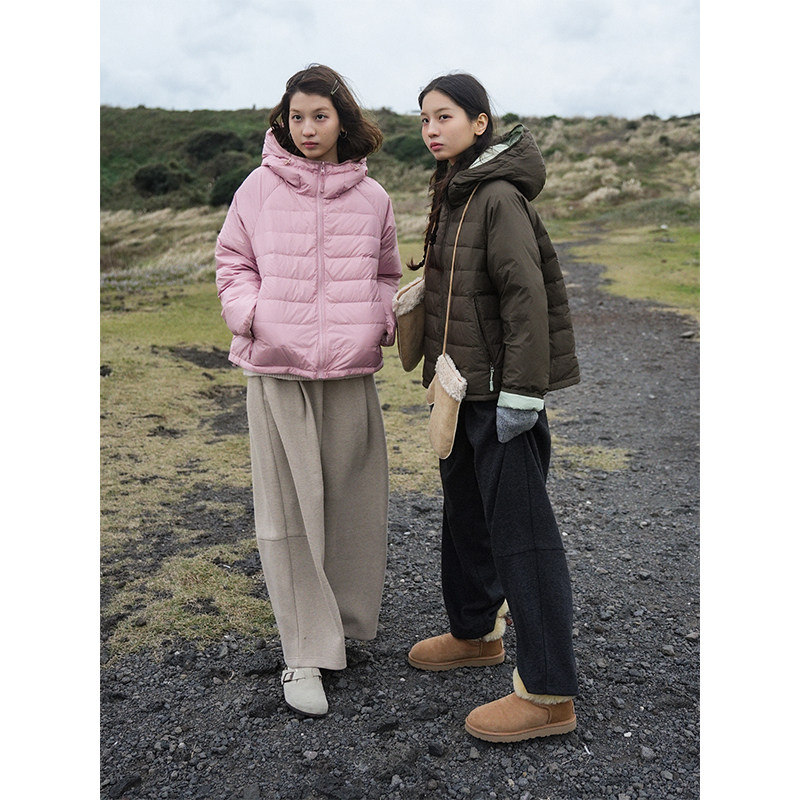 Botanique植物学“济州岛冬日”90白鸭绒连帽两面穿排骨羽绒服