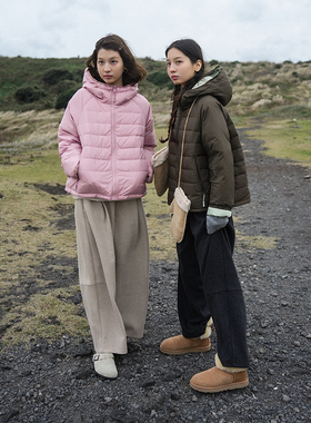 Botanique植物学“济州岛冬日”90白鸭绒连帽两面穿排骨羽绒服