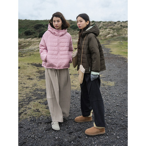 Botanique植物学“济州岛冬日”90白鸭绒连帽两面穿排骨羽绒服