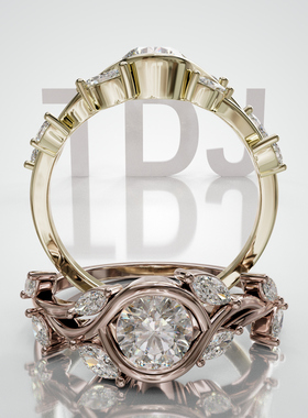 壹钻18K金轻奢订婚群镶水滴戒指