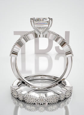 18K 金祖母绿主石双层羽翼套戒轻奢小众设计婚戒可定制百搭食指戒