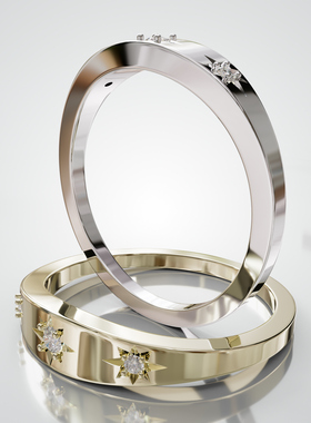 壹钻18K金星光戒指可定制刻字