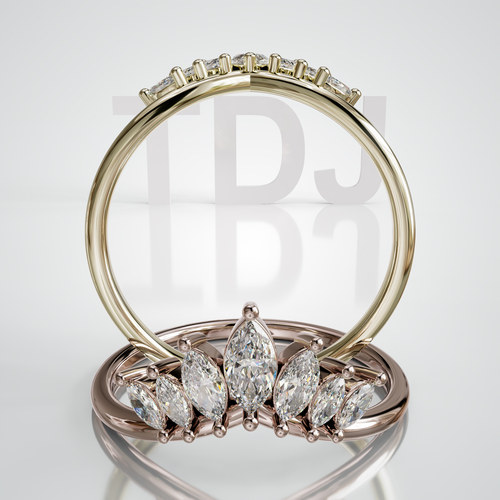 18K金水滴群镶轻奢可定制女戒