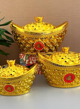 仿真金黄金元宝糖果盒招财进宝新