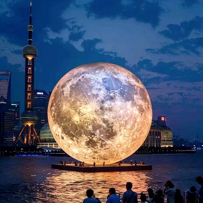 中秋节大月球气模婚庆装饰带灯球