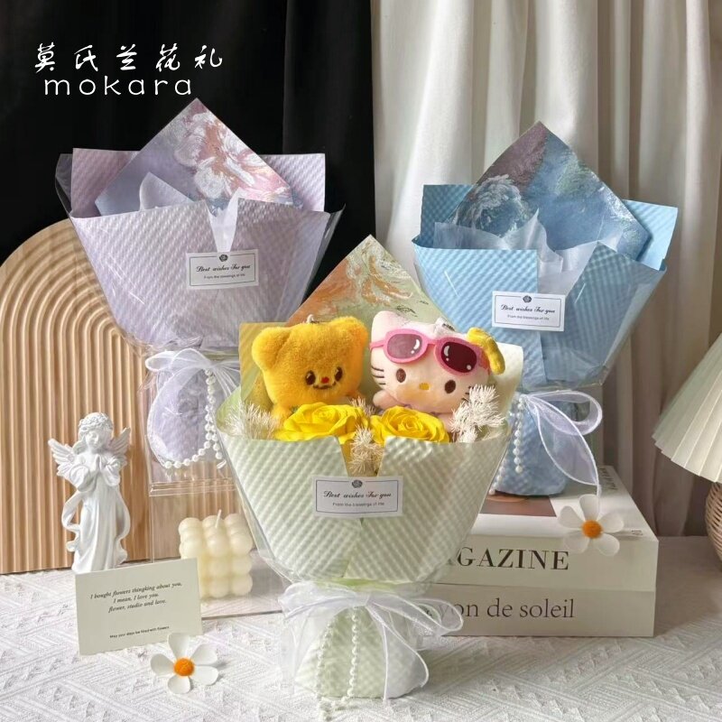 鲜花束七夕送女朋友diy国风